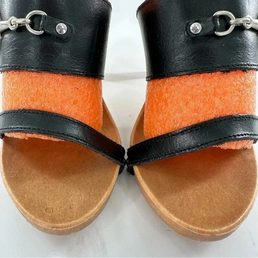 Nine West womens heels size 37 black leather faux wood vintage y2k
